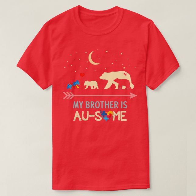 Autism Awareness Min bror är AUSOME T Shirt (Design framsida)