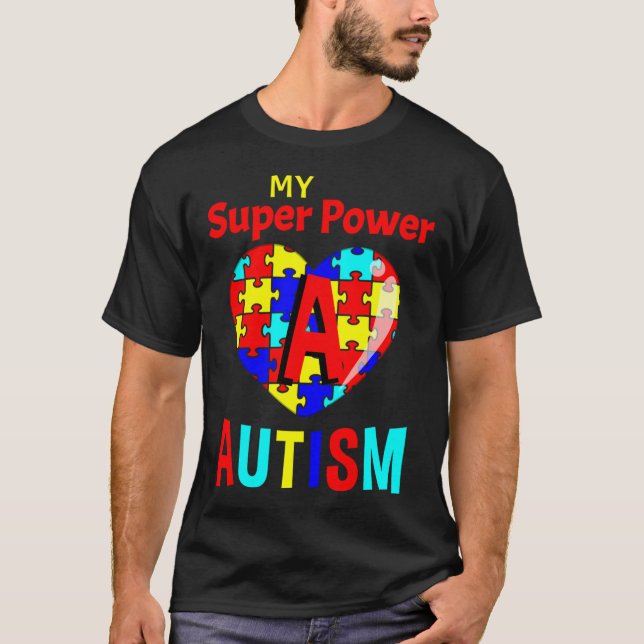 Autism Awareness Min Toppen Power Autism T Shirt (Framsida)
