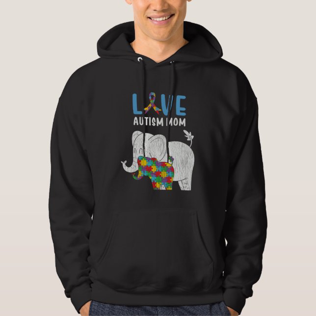 Autism Awareness Mom Love Autistic Son Daughter Mo Hoodie (Framsida)
