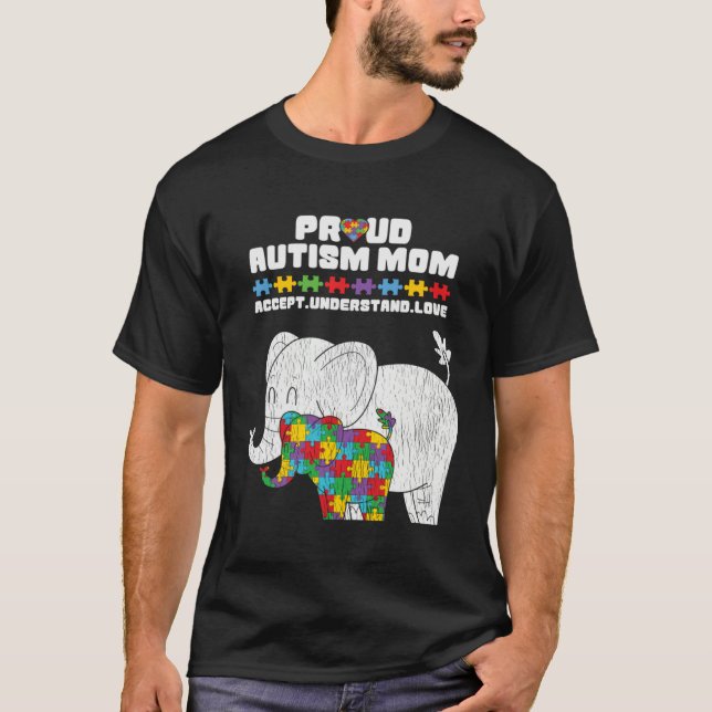 Autism Awareness Mom Proud Autistic Son Daughter E T Shirt (Framsida)