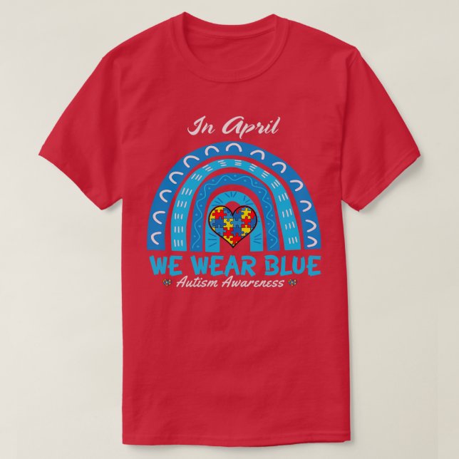 Autism Awareness Month Blue Rainbow T Shirt (Design framsida)
