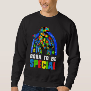 Autism Awareness Month Dinosaur Born Speciell Todd Lång Ärmad Tröja