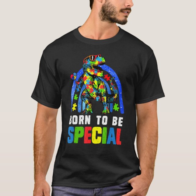 Autism Awareness Month Dinosaur Born Speciell Todd T Shirt (Framsida)