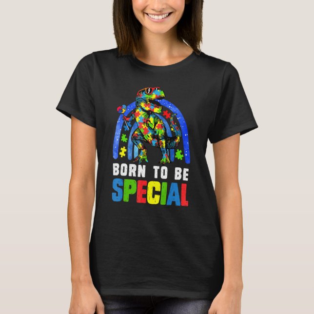 Autism Awareness Month Dinosaur Born Speciell Todd T Shirt (Framsida)