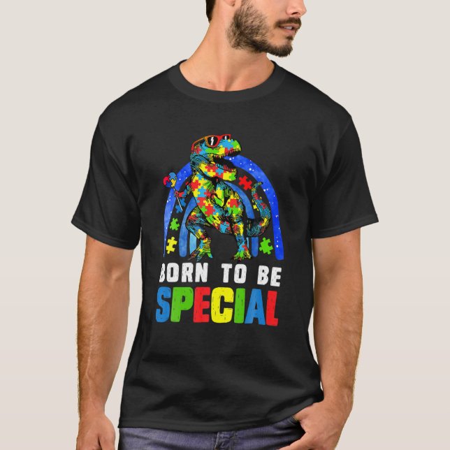 Autism Awareness Month Dinosaur Born Speciell Todd T Shirt (Framsida)