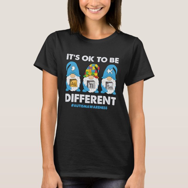 Autism Awareness Month Gnomes Its Ok To Be Differe T Shirt (Framsida)
