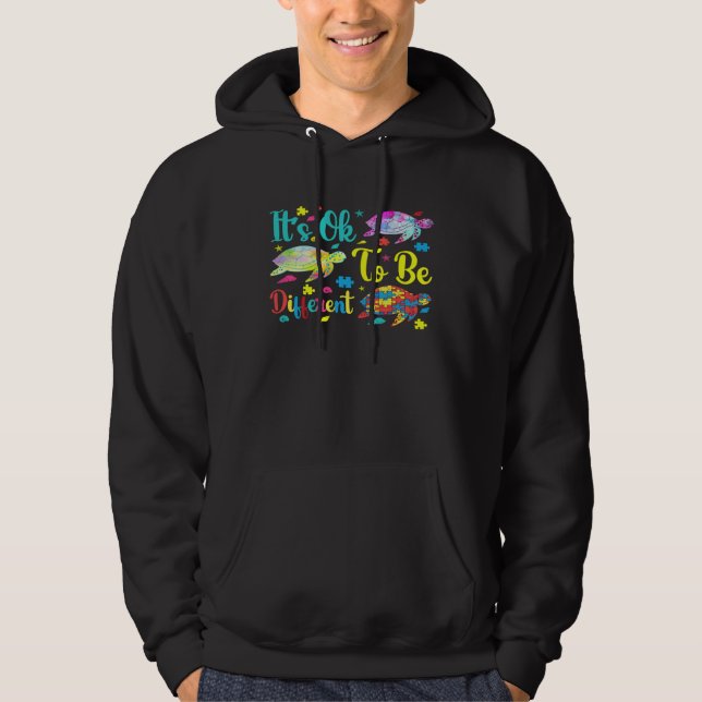 Autism Awareness Month It s Ok To Be Different Sea Hoodie (Framsida)