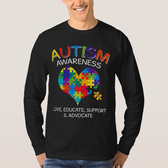 Autism Awareness Month Kärlek Heart Puzzle Biet Wo T Shirt (Framsida)