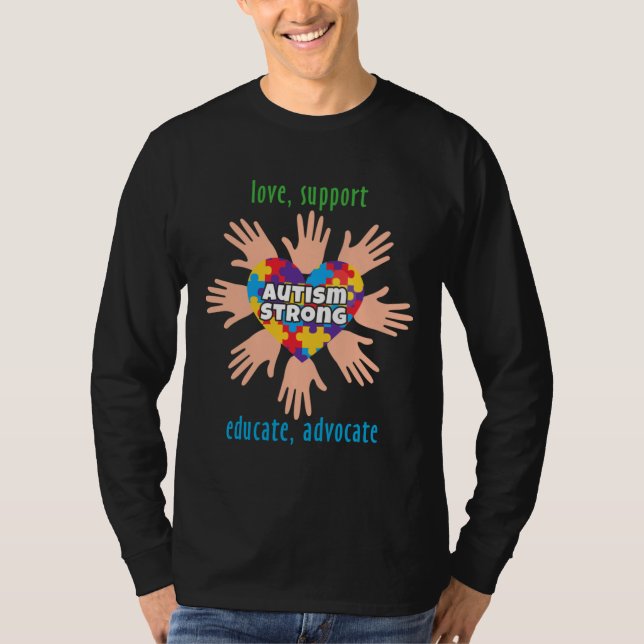 Autism Awareness Month Kärlek Support Education Ad T Shirt (Framsida)