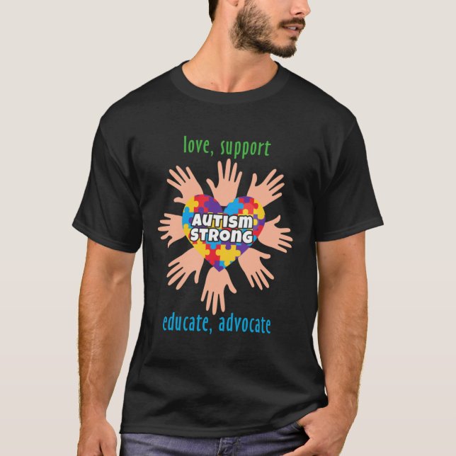 Autism Awareness Month Kärlek Support Education Ad T Shirt (Framsida)