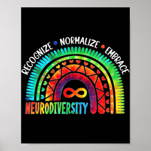 Autism Awareness Month Neurodiversity Rainbow Tie Poster