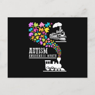 Autism Awareness Month Puzzles Tåg T-shirt Inbjudan Vykort