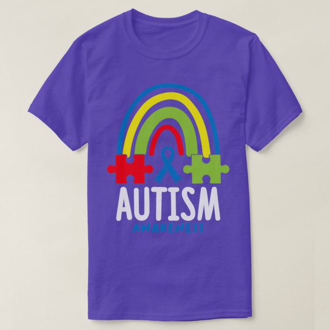 Autism Awareness Month Rainbow Puzzle Delarare T Shirt (Design framsida)