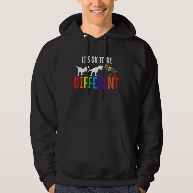 Autism Awareness Month Rex Puzzle Dino Neurodivers Hoodie (Framsida)