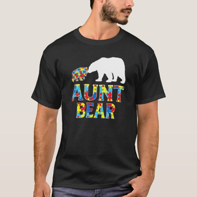 Autism Awareness Moster Bear Puzzle Support Autist T Shirt (Framsida)