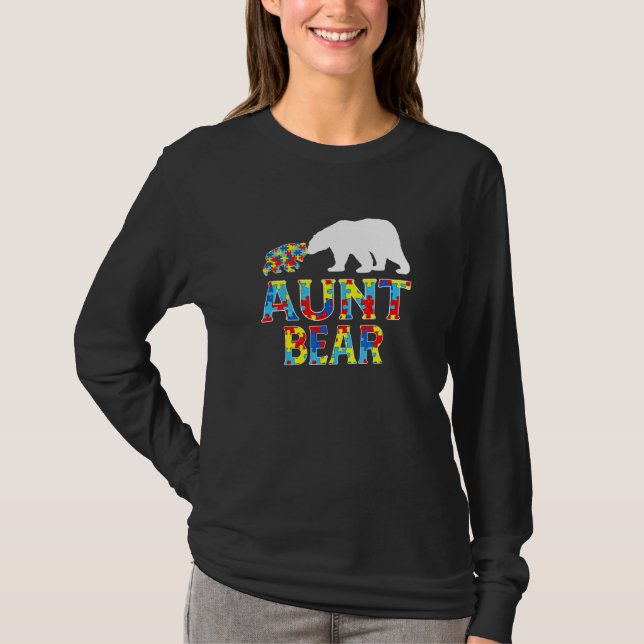 Autism Awareness Moster Bear Puzzle Support Autist T Shirt (Framsida)