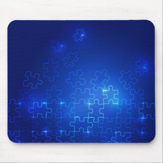 Autism Awareness Mousepad Glowing Blue Puzzle Musmatta
