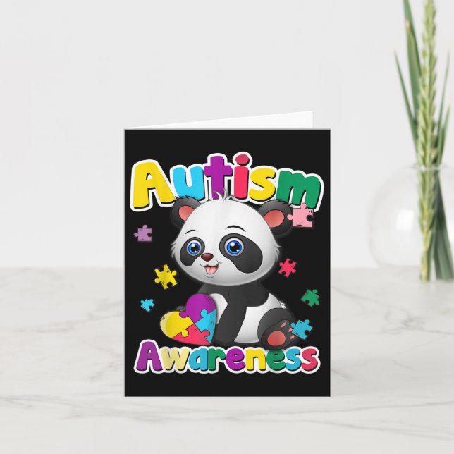Autism Awareness Panda Puzzle Delar Färg Gift Kort (Framsida)