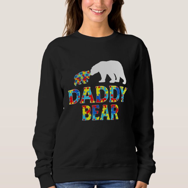 Autism Awareness pappa Bear Puzzle Support Autisti T Shirt (Framsida)