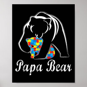 Autism Awareness Pappa Bear Support Autistic Vuxna Poster
