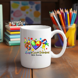 Autism Awareness Peace Puzzle Heart Mugg