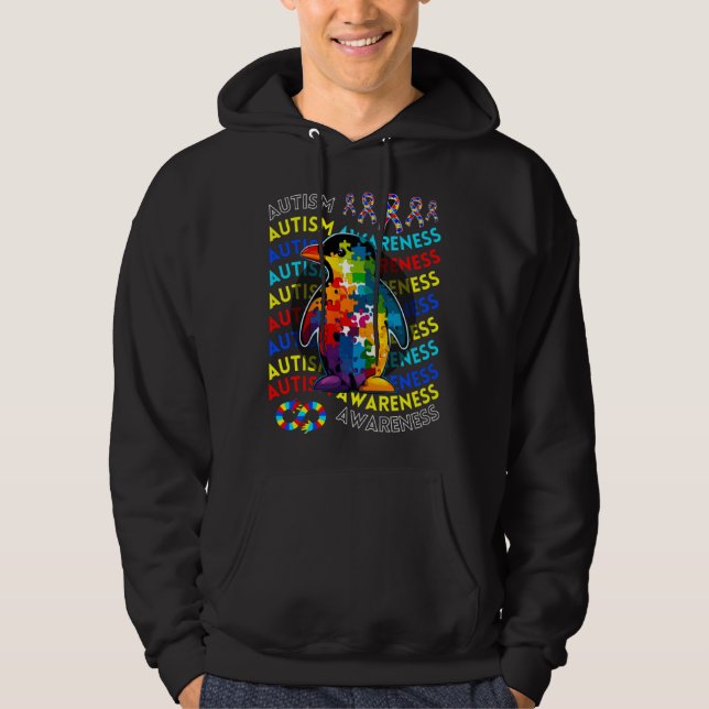 Autism Awareness Penguin For Teacher Autism Moms D Hoodie (Framsida)