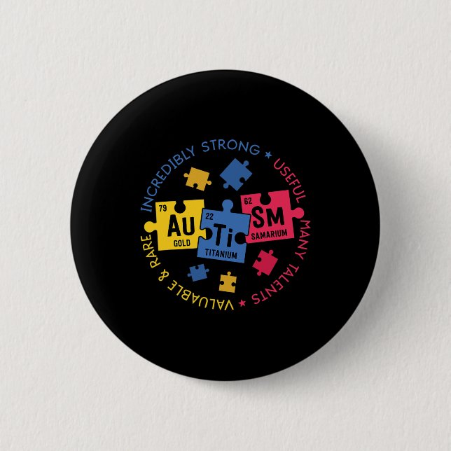 Autism Awareness Periodic Puzzle Science Lacher Knapp (Framsida)