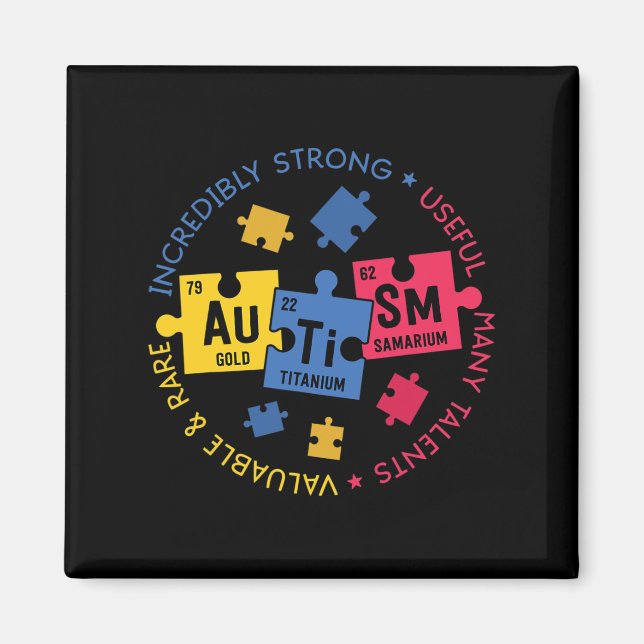 Autism Awareness Periodic Puzzle Science Teacher G Magnet (Framsidan)