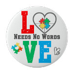 Autism Awareness pin Love needs no words  Knapp<br><div class="desc">Celebrate neurodiversity and self-expression with the "Autism Awareness pin Love needs no words" pin. Designed to promote understanding and inclusion, this pin helps communicate identity and needs with clarity and pride. Perfect for everyday wear, events, or advocacy, it serves as a meaningful accessory for autistic individuals, caregivers, and allies who...</div>