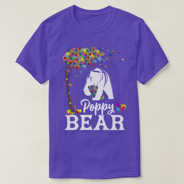 Autism Awareness Poppy Bear Support Autistic Premi T Shirt (Design framsida)