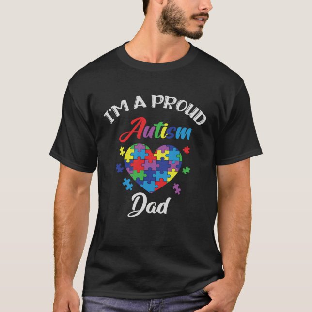 Autism Awareness Proud Autism Dad Support Autism T Shirt (Framsida)