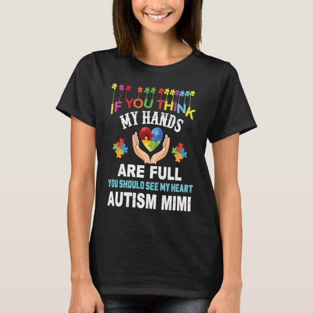 Autism Awareness Proud Autism Mimi Kärlek Heart Pu T Shirt (Framsida)