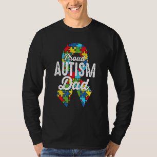 Autism Awareness Proud Autism Pappa Ribbon Puzzle  T Shirt