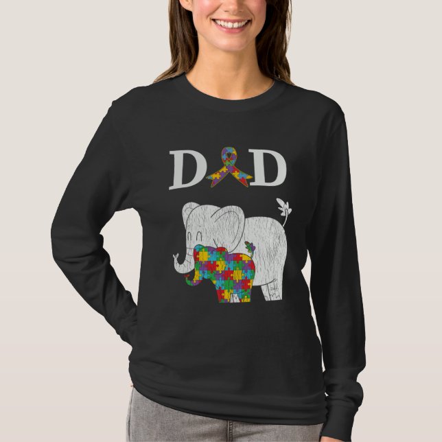 Autism Awareness Proud Dad Autistic Son Daughter E T Shirt (Framsida)