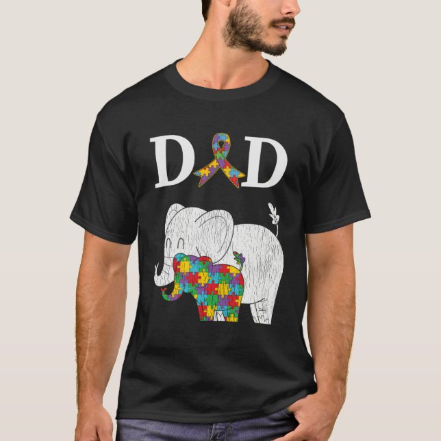 Autism Awareness Proud Dad Autistic Son Daughter E T Shirt (Framsida)