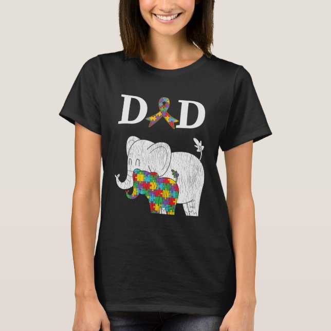 Autism Awareness Proud Dad Autistic Son Daughter E T Shirt (Framsida)