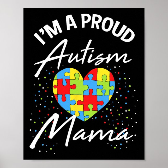 Autism Awareness Proud Mamma Puzzle Heart Coola Pa Poster (Framsidan)