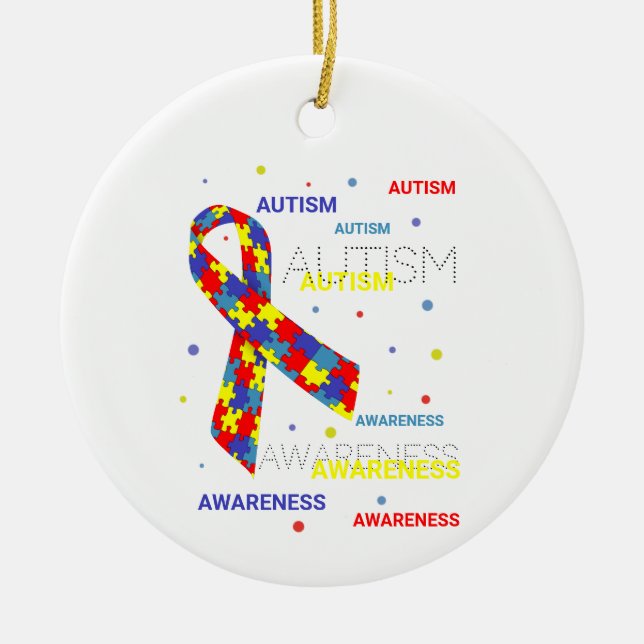 Autism Awareness Punts Metall Ornamet Julgransprydnad Keramik (Framsidan)