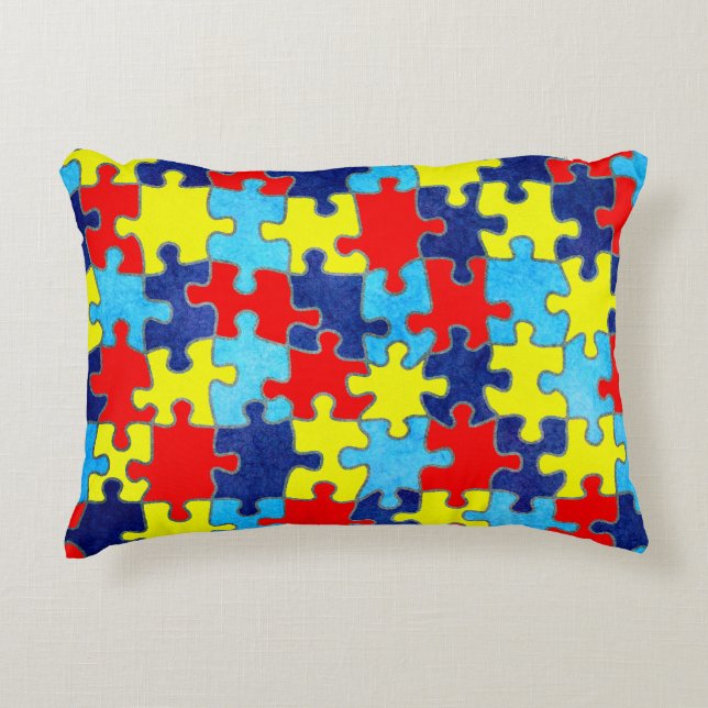Autism Awareness Puzzle av Shirley Taylor Prydnadskudde (Framsidan)