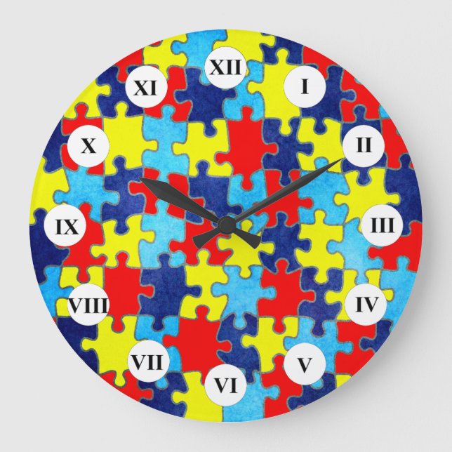 Autism Awareness Puzzle av Shirley Taylor Stor Klocka (Framsida)