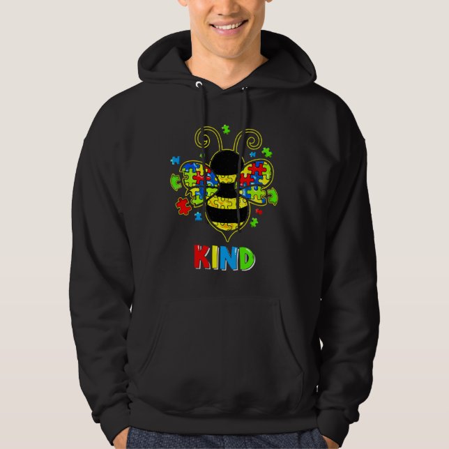 Autism Awareness Puzzle Bee Be Autistic Son C Hoodie (Framsida)