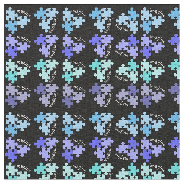 Autism Awareness Puzzle Biet Black Tyg (Närbild)
