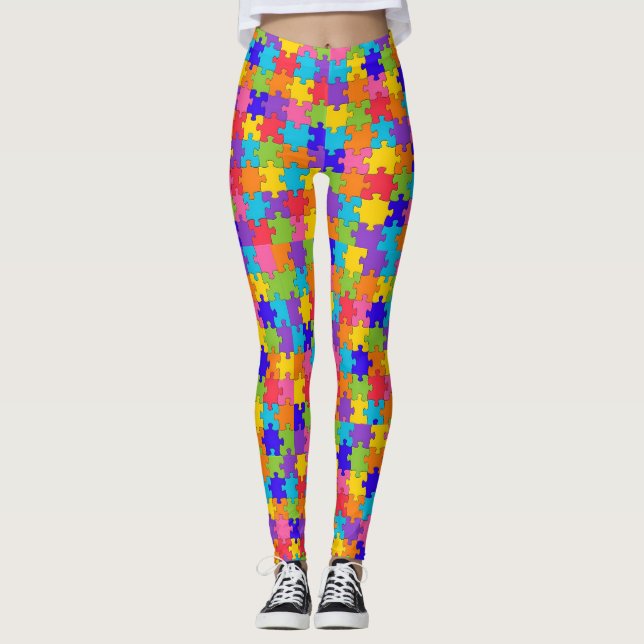 Autism Awareness Puzzle Biet Leggings (Framsida)