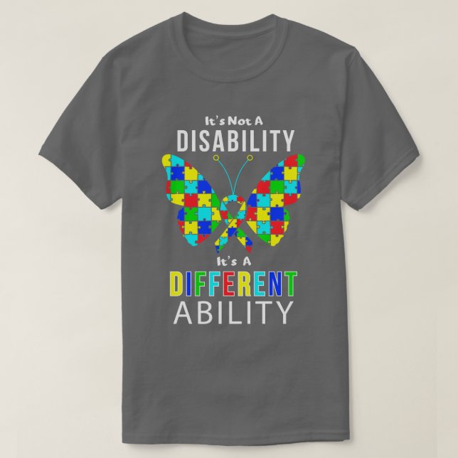 Autism Awareness Puzzle Biet Ribbon and Butterfly T Shirt (Design framsida)