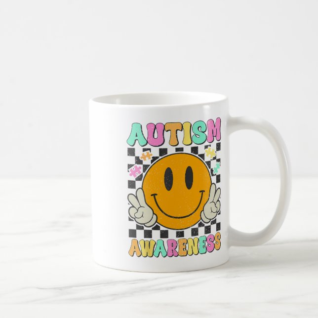 Autism Awareness Puzzle Biet Smile Ansikte Autism  Kaffemugg (Höger)