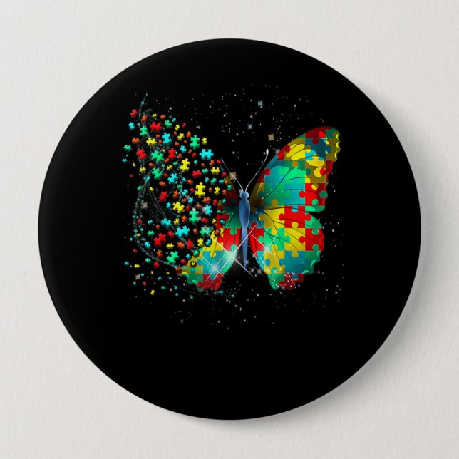 Autism Awareness Puzzle Butterfly Knapp (Framsida)