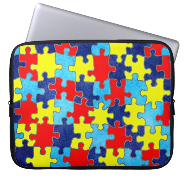 Autism Awareness-Puzzle by Shirley Taylor Laptop Sleeve (Framsidan)