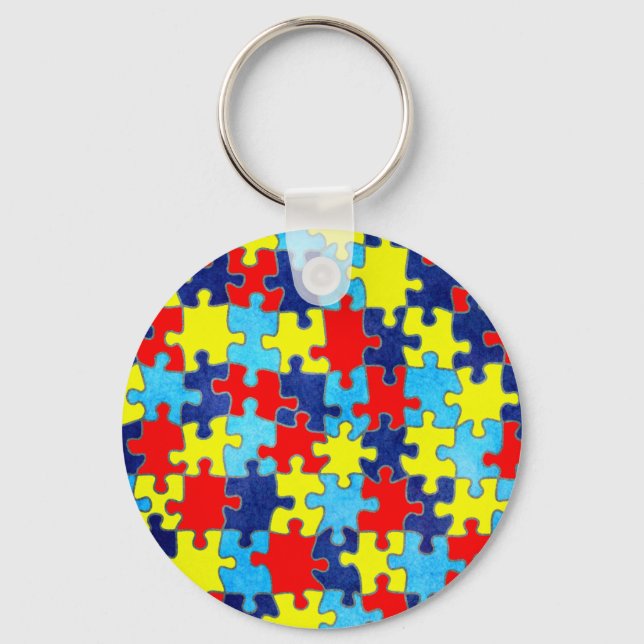 Autism Awareness-Puzzle by Shirley Taylor Nyckelring (Framsida)