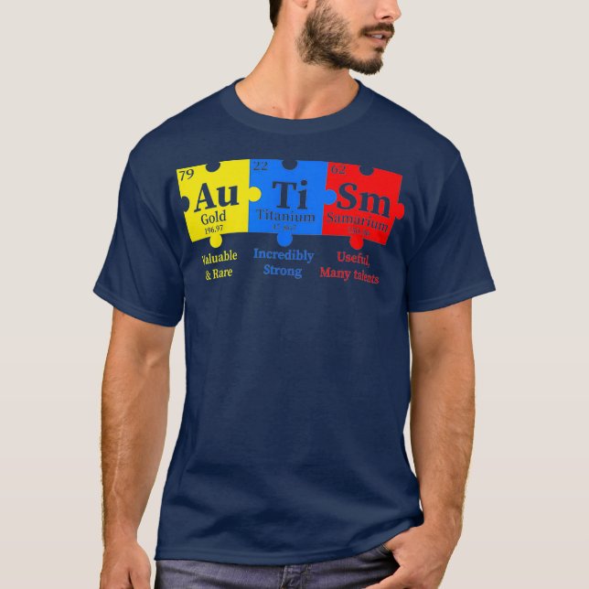Autism Awareness Puzzle Chemical Element T Shirt (Framsida)