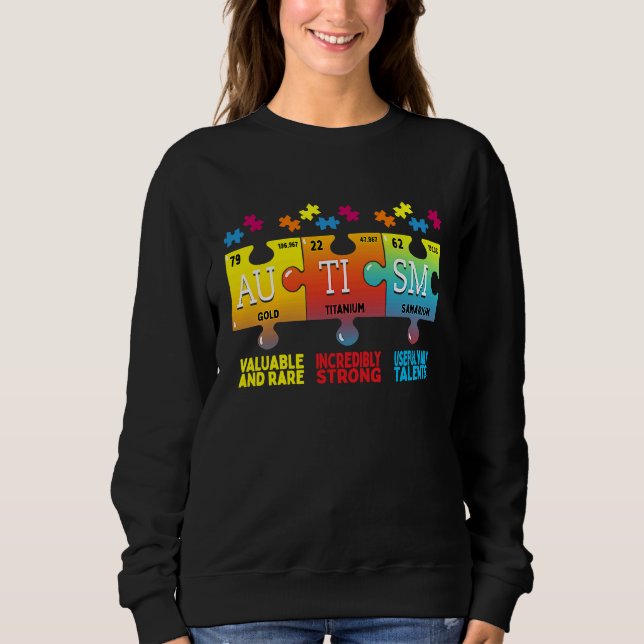 Autism Awareness Puzzle Chemical Elements T Shirt (Framsida)
